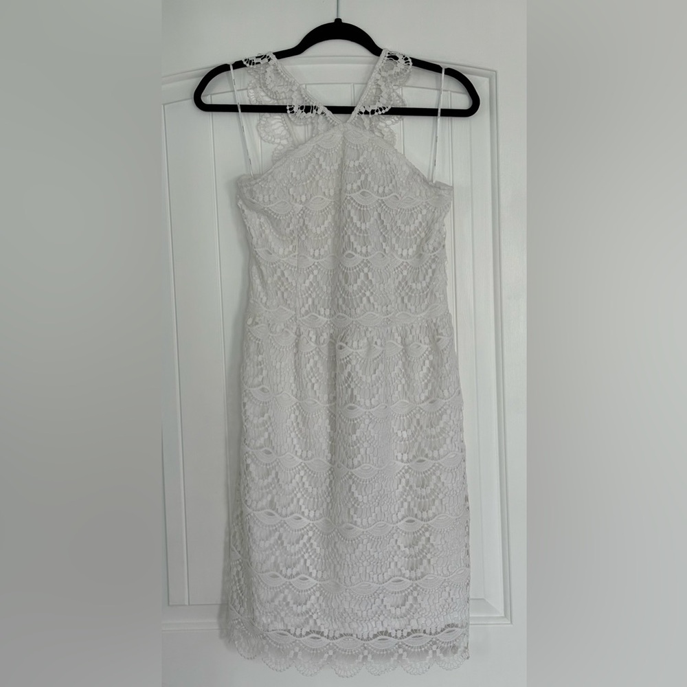 Kensie Strapless White Lace Dress